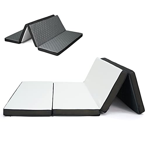 Niceway マットレス シングル 極厚さ8cm 高反発 密度32D よく眠る 抗菌・デオドラント 四つ折り 洗える カバー付き マットレス 折りたたみリ 暖かく& 通気性があり、オールシーズン 120×190cm （ホワイト セミダブル）…