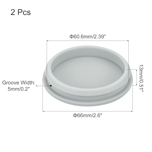 Image of MECCANIXITY 2pcs Silicone Snap in Locking Hole Plugs,60.6mm /2.4 Inch Mounting Diameter Narrow Groove Width 5mm Panel Seal Cover Round for Kitchen Bulkheads Waterproof Sealing Plugs Grey