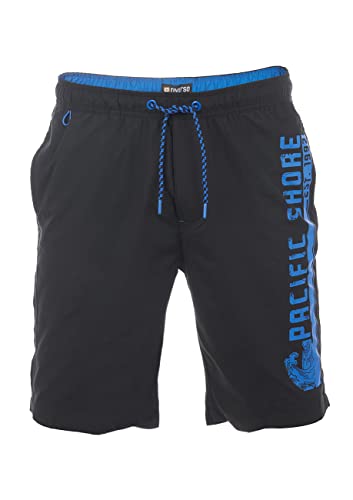 riverso Badehose Herren Regular Fit RIVJannik Badeshorts Sporthose Schwimmhose Shorts Kurze Hosen Print Elastischer Bund Schwarz XL, Größe:XL, Farbe:Black - Blue (64009)