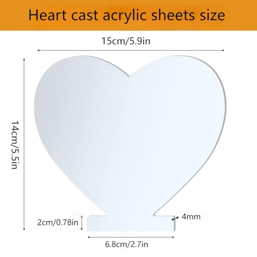 Image of (Pack of 12) Senbota Heart Acrylic Sheets,Cast 5.9 inch x 5.5 inch x4mm Thickness | LED Light Base DIY Laser Cutting Engraving Painting Drawing Display