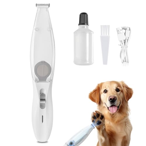Pfotentrimmer für Hunde, Hundepfoten Trimmer, Hundeschermaschine mit Staubsauger, Wiederaufladbarer Wasserdichter, für Hunde Katzen Pfoten, Gesicht, Ohren