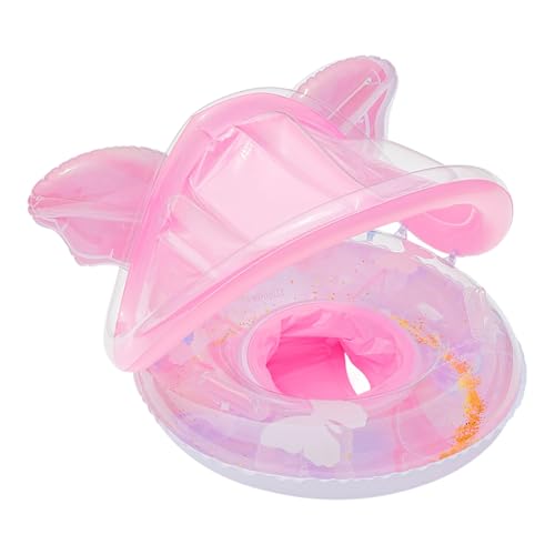 Amesor Flotador para Bebés con Sombrilla,Flotador para bebés con protección Solar y Dosel | Silla de Agua en Forma de Mariposa, colchoneta Lounge, para Juego al Aire Libre, natación, Lago, Playa y