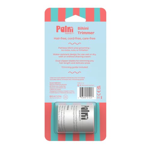 Image of PalmPerfect Bikini Trimmer for Women - Precise & Gentle Hair Removal | Trimmer for Sensitive Areas, Dual Blade System with Rounded Tips, Waterproof Wet /Dry Grooming with Trimming Guide