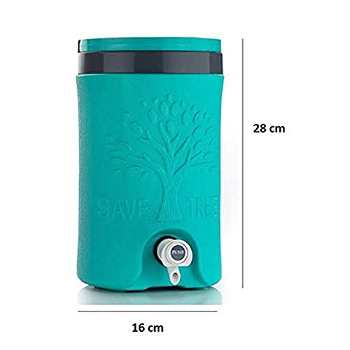 Image of Cool Star Insulated Plastic Water Jug - Green - Durable Multicolor Design | 5 L Capacity | Ideal for Travel, Camping & Outdoor Activities | Keeps Beverages Cold for Hours |1 Pc