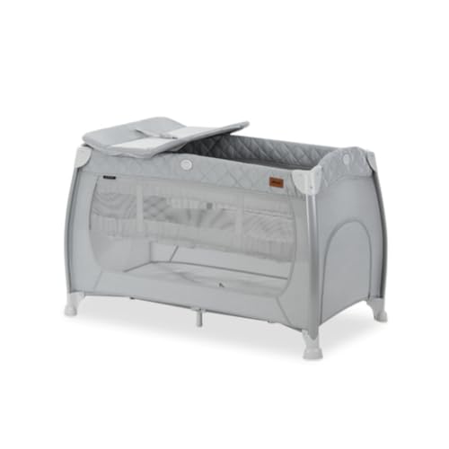 hauck Parque Cuna de Viaje Bebe Play N Relax, Cuna Parque Bebe Plegable con Doble Altura Recién Nacidos, Cambiador y Ruedas   Gris