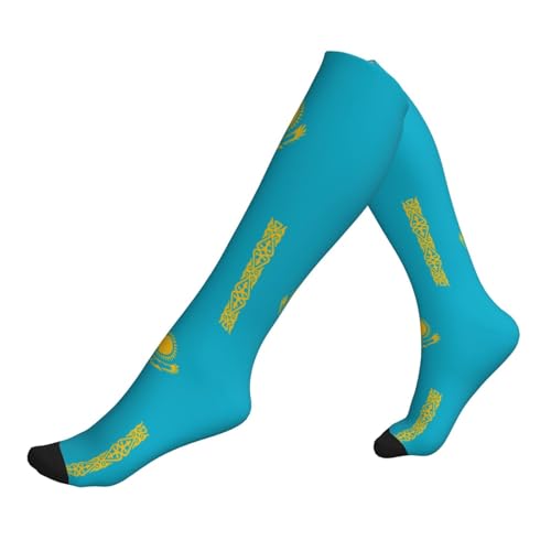 wwqqvnb Flag of Kazakhstan Compression Socks for Women and Men with 15-20mmHg Gradient Support, Breathable for All Day Wear, Standing, Sitting, Travel, Active Lifestyle