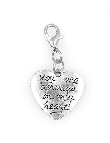 You Are Always in My Heart Clip on Charm Perfect for Necklaces and Bracelets 101C