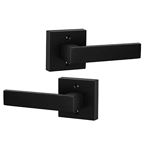 Berlin Modisch Contemporary Square Dummy Lever Door Handle Pack Of 2 Non-Turning Single Side Pull Only Lever Set [For Closet Or French Doors] Heavy Duty thumb #3