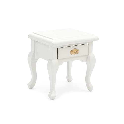 Miniature Furniture 1:12 Bedside Table Dollhouse Accessories Wooden Nightstand Vintage Living Room Bedroom Scene Bedroom Bedsides End TableHouse Model...