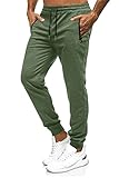 Lantch Jogginghose Herren Hose Baumwolle Jogger Sportswear Hosen Fitness Sporthose Männer Trainingshose Streifen Freizeithose Streetwear(A-Army Green,L)