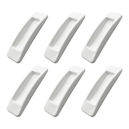 MABAHON Lot de 6 poignées auto-adhésives pour porte coulissante avec rubans adhésifs double face pour armoires, fenêtres, réfrigérateurs, tiroirs, portes en verre (blanc)