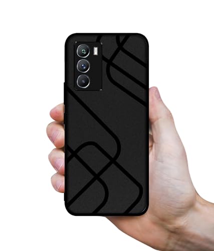 Image of Zig-Zag Black Line Design Premium 2D Printed Metal Back Case Cover for iQOO 9 SE 5G / Neo 5s 5G