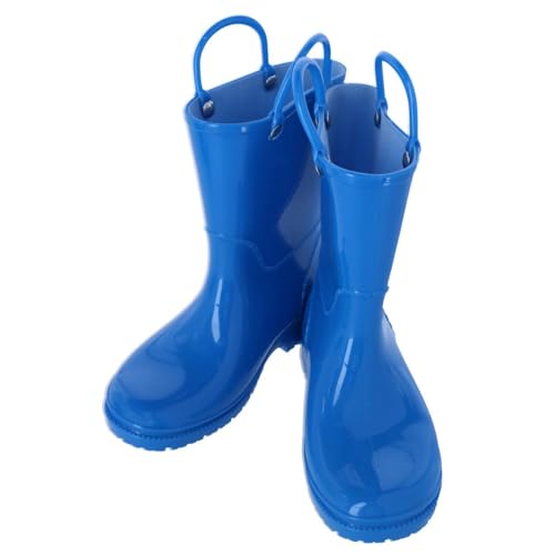 CTM Kids' Solid Color Waterproof Rainboots with Handles2