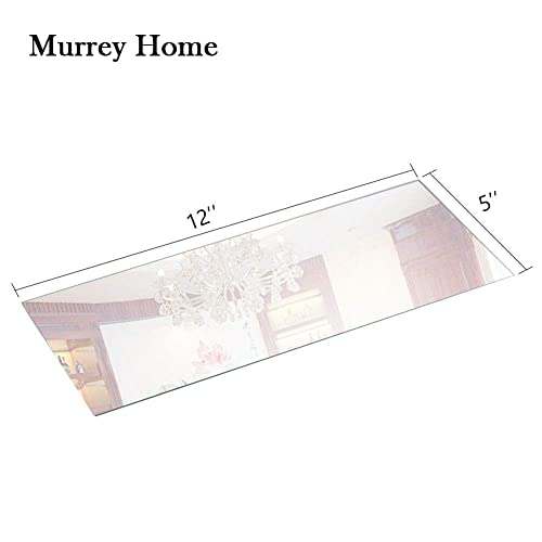 Murrey Home Mirror Plate 5"X12" Square Wall Mounted Mirror, Frameless Mirror Tiles For Wall Ceiling Candle Tray Wedding Centerpieces For Table, Set Of 12, 2Mm #TOP1