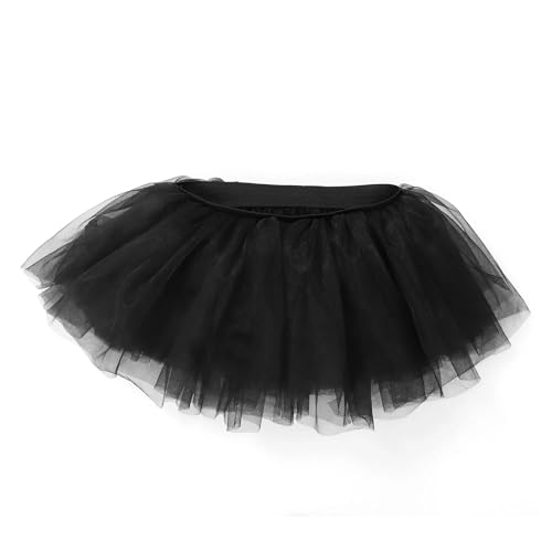 Damen Tutu Klassisch Rock,Schwarzer Tüllrock,Ballett Tüllrock Petticoat Unterrock Rock Tüll,80er Vintage Ballet Elastisch Tanzrock Tanzkleid Ballkleid Kurz Retro Party Kostüme Tanzen Fancy Dress