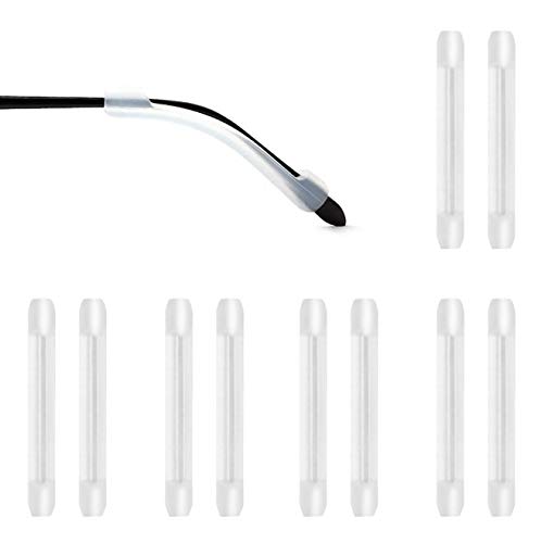 Silicone Eyeglasses Temple Tips Sleeve Retainer, PTSLKHN Anti-Slip Elastic Comfort Glasses Retainers For Glasses, Sunglasses, Reading Glasses (5 pairs –Clear)
