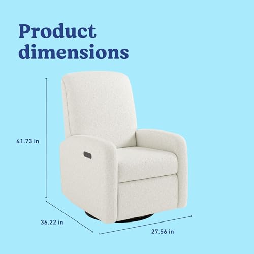 Image of Graco Bellwood Power Recliner Swivel Glider (Ivory Boucle) - Electronic Power Recliner for Nursery, Includes Dual-USB Charging Port for USB-A & USB-C, Glider Rocking Chair with Full Recline