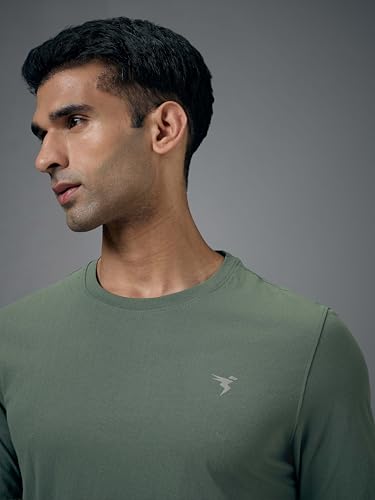 Image of TECHNOSPORT Men's Slim Fit Full Sleeve Crew Neck T-Shirt, COTFLEX Quick Dry Moisture Wicking Stretchable Sports Gym and Casual Wear