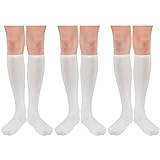 Calcetines altos hasta la rodilla para mujer, calcetines largos atléticos delgados de muslo alto, calcetines deportivos al aire libre, calcetines de tubo casuales, 3 pack blanco, Talla única
