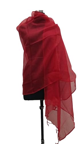 Image of Women Kota Doria Cotton Plain Full Length Dupatta - Soft, Light Weight and Transparent