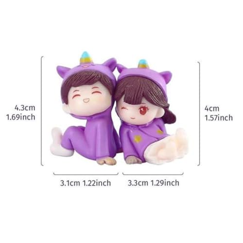 Image of Cute Cartoon Couple Car Dashboard Accessories | Plastic Action Figure Ornament with Balloon | Interior Dashboard Decoration for Car, Home, Office (8 x 4 cm) (Model 4)