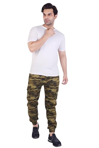 Image of Men's Cotton Regular Fit Camouflage Jogger | Elastic Waist Sports Trackpants | Activewear for Everyday Use