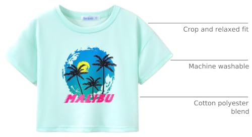 Image of Stylish Graffiti /Butterfly /Tropical Crop Top for Little & Big Girls - Cool Summer T-Shirt Clothes Size 6-18