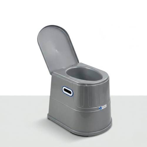 Image of Veayva Plastic, Steel Heavy Duty Portable Indian Toilet To Western Convertor Easygo Round Portable Commode | Toilet Stool | Toilet Commode For | Commode Stool | (ELEGANT GREY)