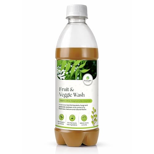 Image of SIVANI Fruits and Vegetables Wash Liquid | Natural bio enzyme based | made with neem, citrus and soap nuts bio enzyme | removes harmful bacteria & residual pesticides | 600ml
