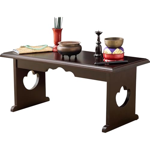 萩原 供物台 経台 仏壇前 台 供養台【 組立なし ・ 完成品 】 折りたたみ式 コンパクト 桐製 幅60 奥行 27 高さ 28 ダークブラウン MT-6758DBR