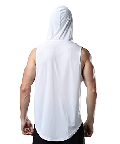 Men's Sleeveless Hoodie Quick Dry Muscle Gym Shirts Workout Hooded Tank Top
