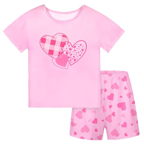 MHJY Girls Pajamas Short Sleeve Pajamas for Kids Soft Shirt & Shorts Girls Pajama Set
