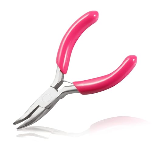 Image of 3 Inch Mini Bent Nose Pliers for Jewelry Making Bent Chain Nose Pliers Smooth Jaw Smalll Beading Pliers Micro Angle Needle Nose Pliers Jewelry Making Supplies