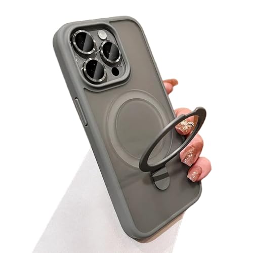 Étui pour iPhone 12 Pro gris mat avec anneau magnétique et protection verre