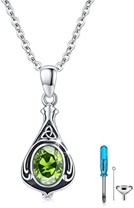 TUGHRA Cremation Jewelry for Ashes for Women 925 Sterling Silver Peridot Urn Necklace Teardrop August Birthstone Pendant Necklaces Urn Jewelry Gifts for Women Men Girls Boys