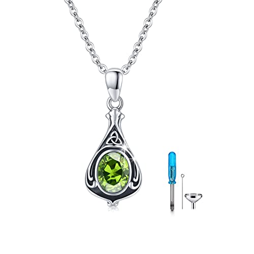 Tughra Cremation Jewelry For Ashes For Women 925 Sterling Silver Peridot Urn Necklace Teardrop August Birthstone Pendant Necklaces Urn Jewelry Gifts For Women Men Girls Boys #TOP8