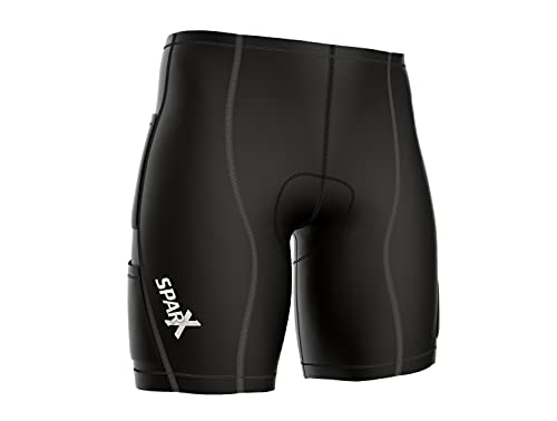 Sparx Energy Compression Triathlon Short Triplo Ciclismo Short Bike Swim Run 7060, Black/Gray, XX-La
