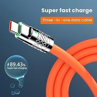 Image of 3 in 1 USB Charging Cable, Heavy Duty Fast Charging Cable Cord with Type C /Light-ning /Micro, Multi Cable Silicone USB Charging Cable for I Phone /Tablets /Sam Sung Galaxy /One Plus (DEC43)