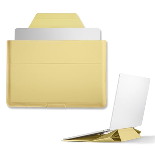 MOFT【公式直営店】ノートパソコンケース 15 16インチ PCケース スリーブケース 【2イン1】パソコンスタンド兼用 MacBook Air/MacBook Pro/iPad/Laptop対応 薄型 軽量 撥水 保護 １秒でPCスタンドに（プリンイエロー）（Amazon）