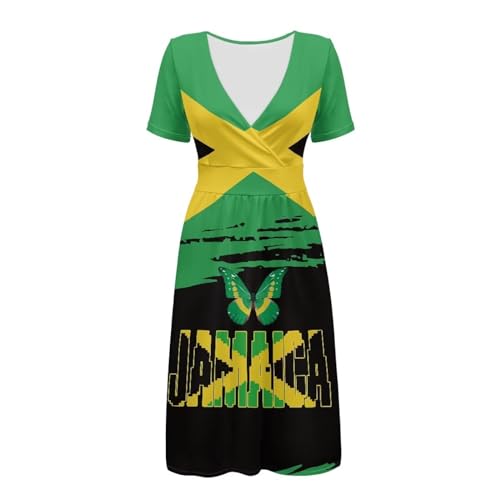 Image of Women's Summer Formal Dresses Short Sleeve Wrap V Neck Dresses Bridesmaid Wedding Guest Dress with Pockets