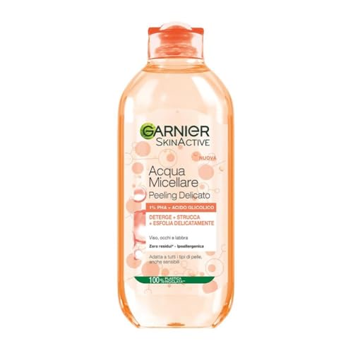 Garnier SkinActive Acqua Micellare Tutto-in-1, Peeling Delicato, Esfoliante, Per Tutti i Tipi di Pelle, Senza Risciacquo, Formula Vegana e Ipoallergenica, 400 ml