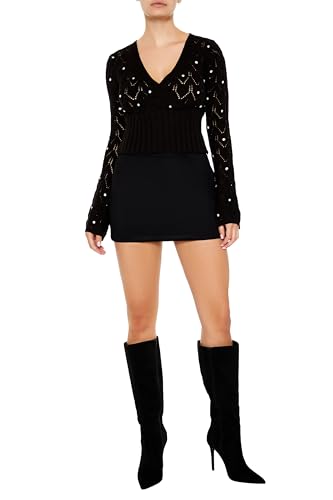 Forever 21 Women's Rhinestone Cropped Sweater2