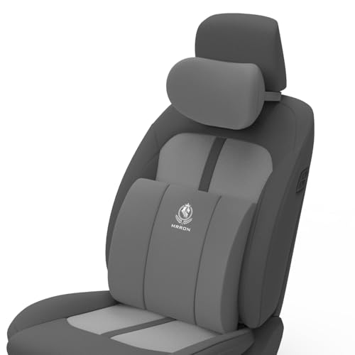 Image of MRRON Series Memory Foam Neck Rest & Lumbar Support for Car or Office Chair, Neck Pillow Kit Designed Ergonomically for Extra Support (Grey, Lumbar)