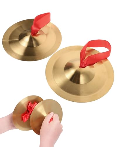 HUVZOR 1 par Platillos de Choque en Latón de 12 cm, Mano para Percusión, Instrumento Musical para Niños y Adultos, Apto para Educación Musical y Actuaciones