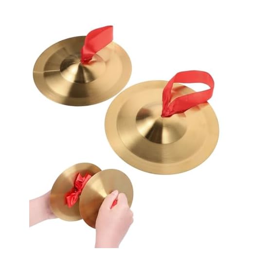 HUVZOR 1 par Platillos de Choque en Latón de 12 cm, Mano para Percusión, Instrumento Musical para Niños y Adultos, Apto para Educación Musical y Actuaciones