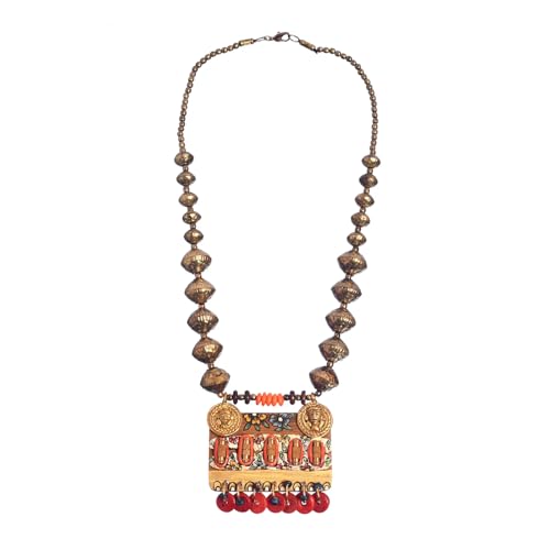 Image of Handcrafted Tribal Dhokra & Floral Charm Necklace Collection | Artisan Brass, Glass & Contemporary Statement Necklaces for Women | Ethnic, Elegant & Artistic Jewelry