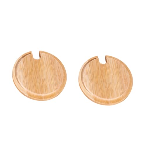 PRETYZOOM 2pcs Bamboo Cup Lid 8.6cm Diameter Cup Cover Coaster for Coffee Tea Water