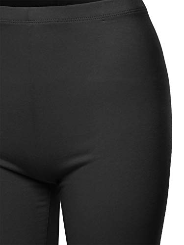 A2Y Basic Solid Cotton Mid Thigh High Rise Biker Bermuda Shorts Black L #TOP3