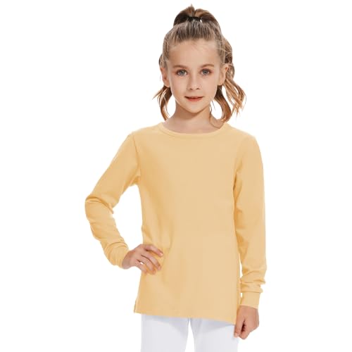Image of 3T 4T 5T to 12 Years Girls Long Sleeve Shirts Kids Cotton T-Shirt Toddler Basic Crew Neck Top