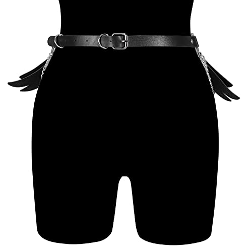 PETMHS Damen Punk Strumpfhalter Bein Harness Taille Körperkette Gürtel Leder Körperzubehör Schwarz Harness Körper Käfig… – Bild 4
